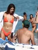 Lorena Rae in Orange Bikini on the Beach in Miami