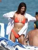 Lorena Rae in Orange Bikini on the Beach in Miami