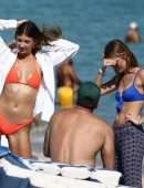 Lorena Rae in Orange Bikini on the Beach in Miami