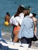 Lorena Rae in Orange Bikini on the Beach in Miami