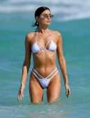 Nicole Williams Cameltoe in a White Bikini at Miami Beach