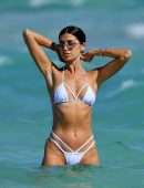 Nicole Williams Cameltoe in a White Bikini at Miami Beach