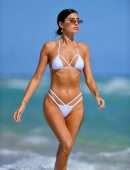 Nicole Williams Cameltoe in a White Bikini at Miami Beach