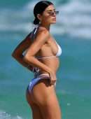 Nicole Williams Cameltoe in a White Bikini at Miami Beach