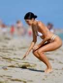 Nicole Williams Cameltoe in a White Bikini at Miami Beach