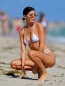 Nicole Williams Cameltoe in a White Bikini at Miami Beach