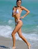 Nicole Williams Cameltoe in a White Bikini at Miami Beach