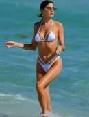 Nicole Williams Cameltoe in a White Bikini at Miami Beach