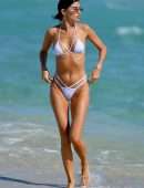 Nicole Williams Cameltoe in a White Bikini at Miami Beach