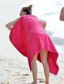 Rhea Durham Booty in Swimsuit on the Beach in Barbados