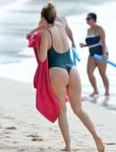 Rhea Durham Booty in Swimsuit on the Beach in Barbados