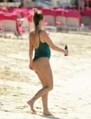 Rhea Durham Booty in Swimsuit on the Beach in Barbados