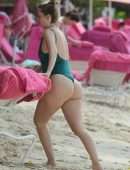 Rhea Durham Booty in Swimsuit on the Beach in Barbados