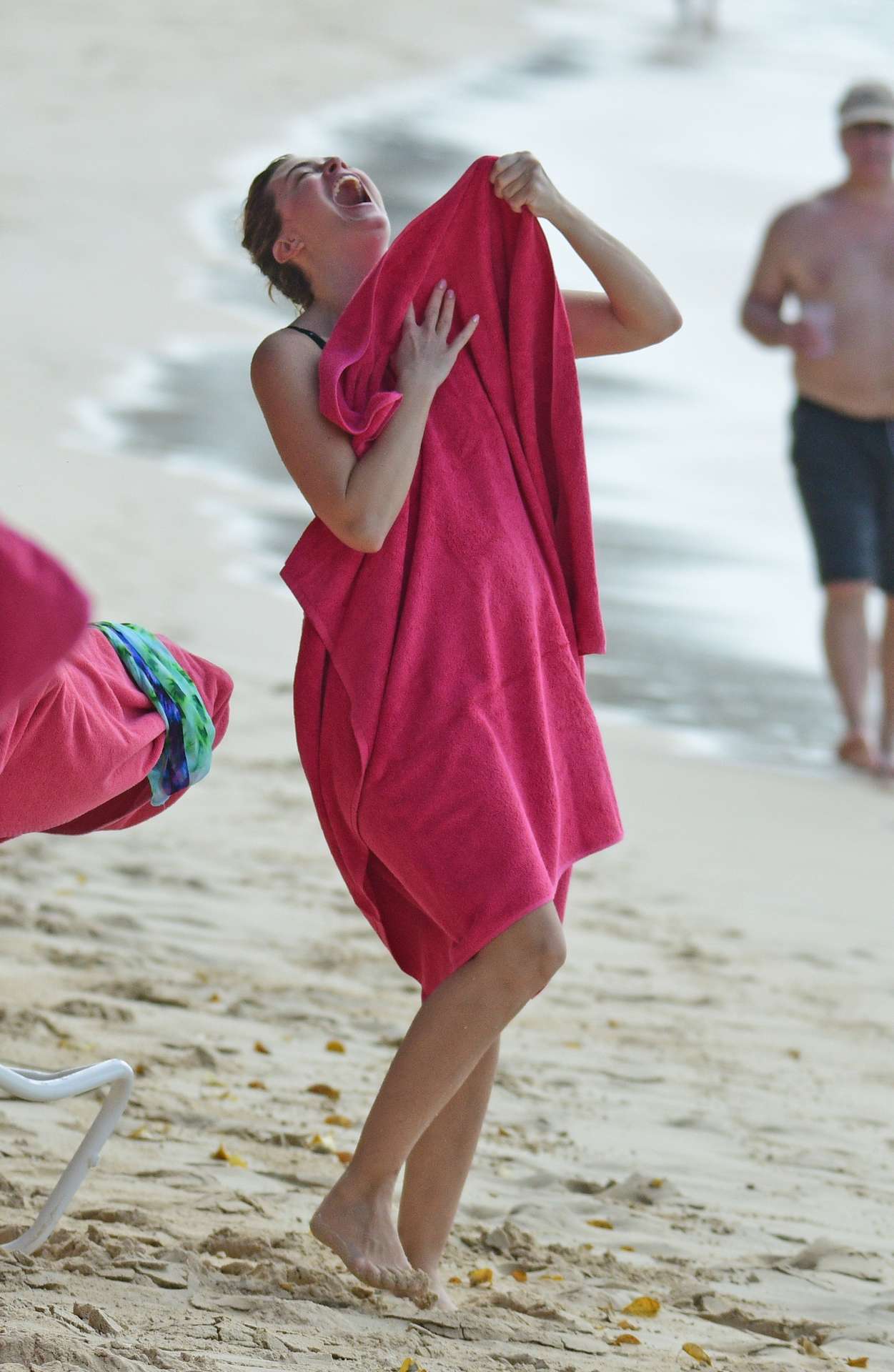 Rhea Durham Booty in Swimsuit on the Beach in Barbados