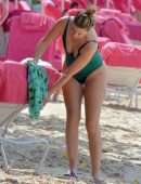 Rhea Durham Booty in Swimsuit on the Beach in Barbados