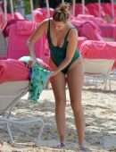 Rhea Durham Booty in Swimsuit on the Beach in Barbados