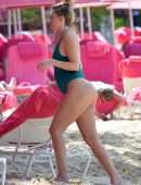 Rhea Durham Booty in Swimsuit on the Beach in Barbados