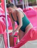 Rhea Durham Booty in Swimsuit on the Beach in Barbados