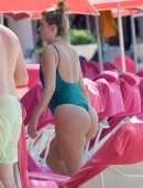 Rhea Durham Booty in Swimsuit on the Beach in Barbados