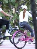 Shakira Riding a Bike at the Beach in Miami