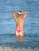 Sylvie Meis Booty in Pink Bikini on the Beach in Miami