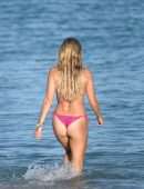 Sylvie Meis Booty in Pink Bikini on the Beach in Miami