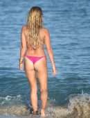 Sylvie Meis Booty in Pink Bikini on the Beach in Miami
