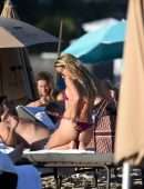 Sylvie Meis Booty in Pink Bikini on the Beach in Miami