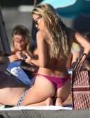 Sylvie Meis Booty in Pink Bikini on the Beach in Miami