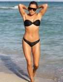 Sylvie Meis in Black Bikini on the Beach in Miami