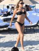 Sylvie Meis in Black Bikini on the Beach in Miami
