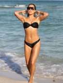 Sylvie Meis in Black Bikini on the Beach in Miami
