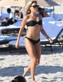 Sylvie Meis in Black Bikini on the Beach in Miami