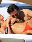 Sylvie Meis in Red Bikini on the Beach in Miami