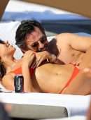 Sylvie Meis in Red Bikini on the Beach in Miami