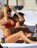 Sylvie Meis in Red Bikini on the Beach in Miami