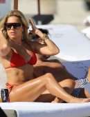 Sylvie Meis in Red Bikini on the Beach in Miami