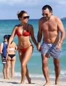 Sylvie Meis in Red Bikini on the Beach in Miami