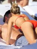 Sylvie Meis in Red Bikini on the Beach in Miami