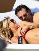 Sylvie Meis in Red Bikini on the Beach in Miami