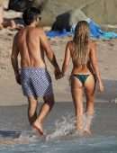 Sylvie Meis Booty in a Tiny Bikini on the Beach in Saint-Barthelemy