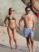 Sylvie Meis Booty in a Tiny Bikini on the Beach in Saint-Barthelemy