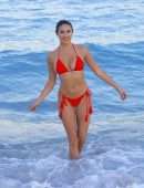 Tao Wickrath Booty in Red Bikini at Miami Beach