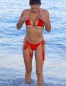 Tao Wickrath Booty in Red Bikini at Miami Beach