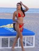Tao Wickrath Booty in Red Bikini at Miami Beach