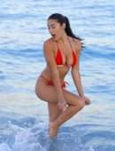 Tao Wickrath Booty in Red Bikini at Miami Beach
