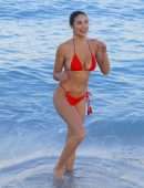 Tao Wickrath Booty in Red Bikini at Miami Beach