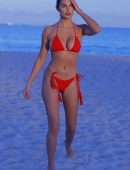 Tao Wickrath Booty in Red Bikini at Miami Beach