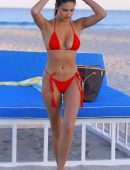 Tao Wickrath Booty in Red Bikini at Miami Beach