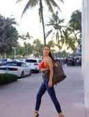 Tao Wickrath Booty in Red Bikini at Miami Beach